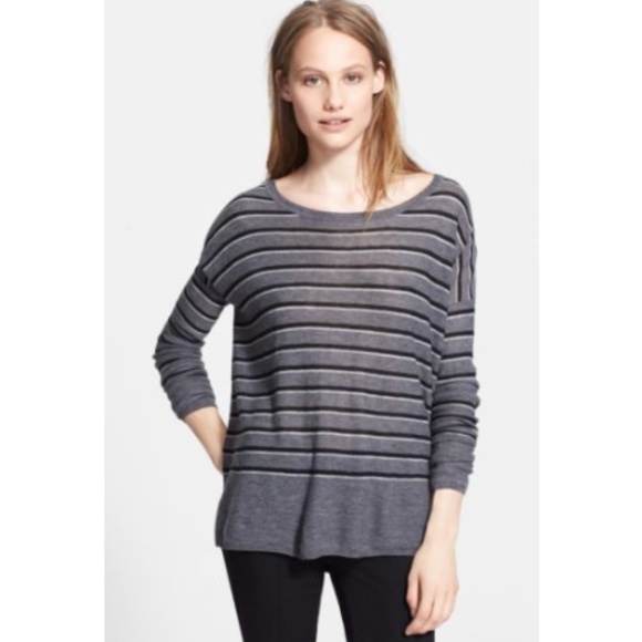 Vince Stripe Wool Blend Sweater Thunder L NWT!